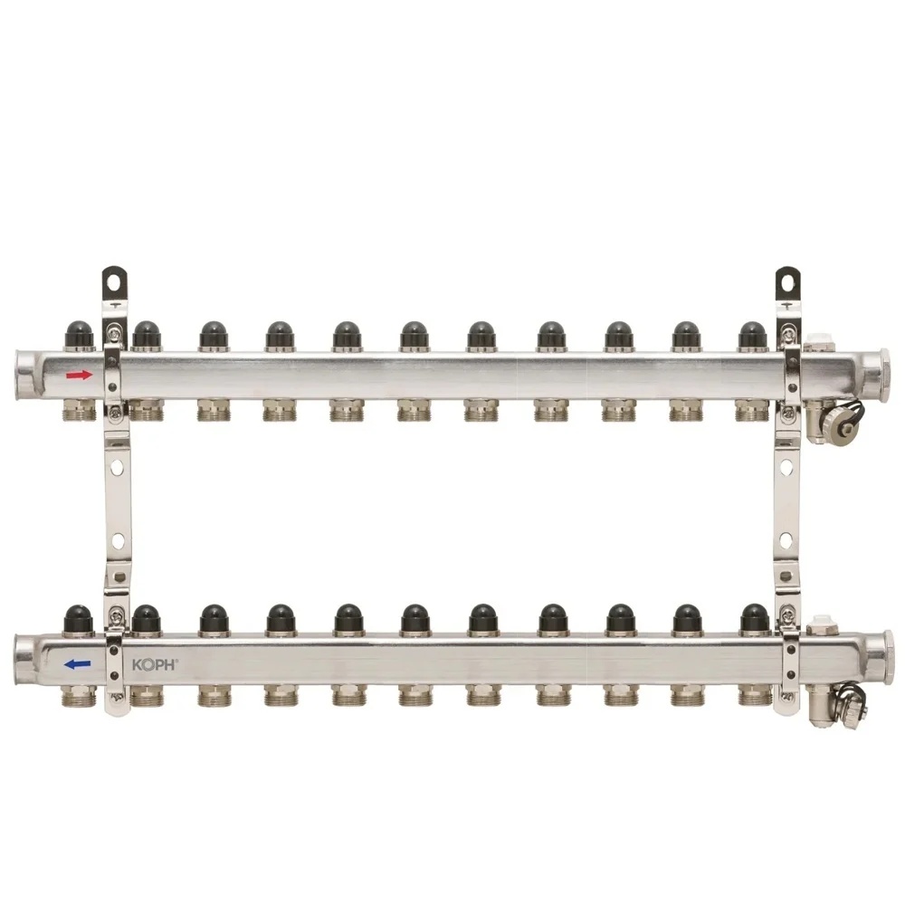 Ansamblu distribuitor pentru corpuri de incalzire, 11 cai, inox 1", KOPH/Jurgen