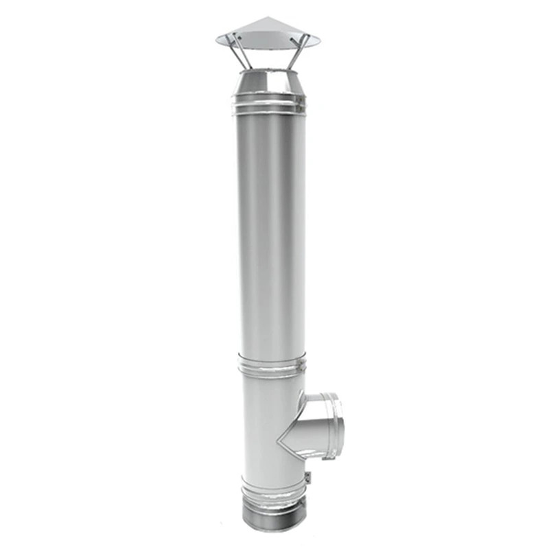 Cos de fum din inox cu dublu perete, inaltime 4 metri, diametru interior 160 mm pentru centrale pe lemn, carbune si peleti, complet pentru montaj