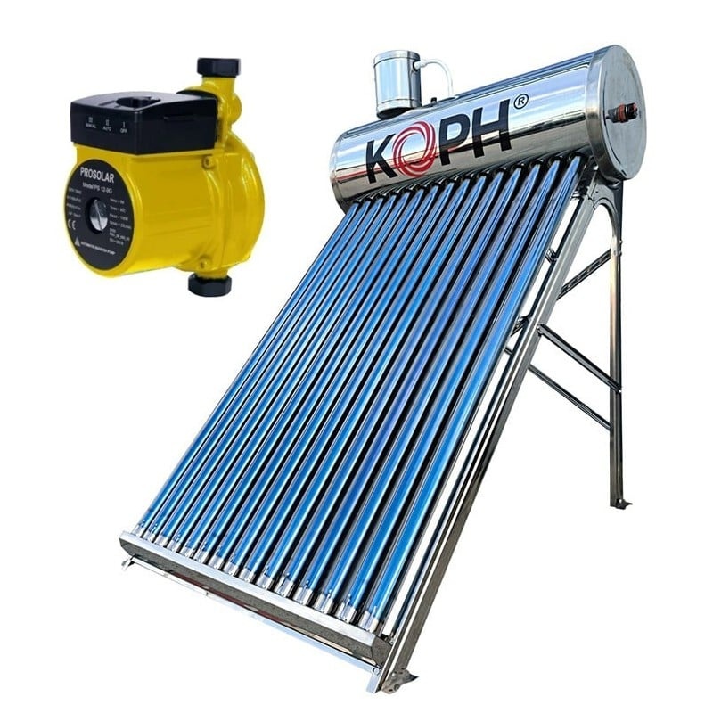 Pachet panou solar nepresurizat KOPH CNS-58-150, 150 litri, 15 tuburi, suport terasa, apa calda + Pompa ridicare presiune PS 12/10G 180
