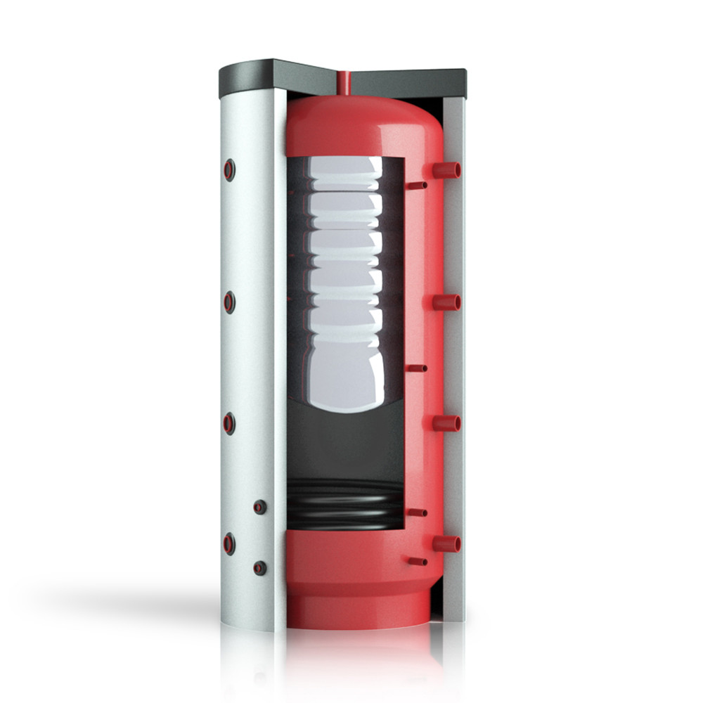 Rezervor/Puffer de acumulare "tank-in-tank" KOPH cu o serpentina, 1000 litri / 200 litri, INOX, grosime tabla 3 mm
