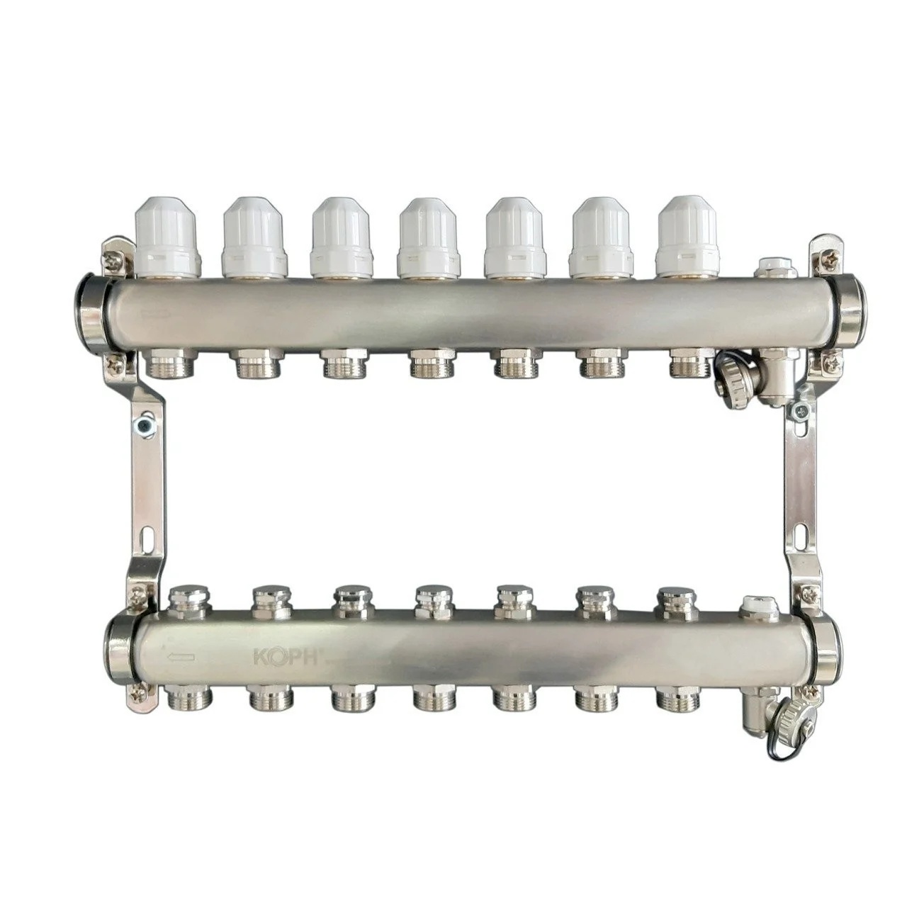 Ansamblu distribuitor pentru corpuri de incalzire, 9 cai, KOPH, inox 1"