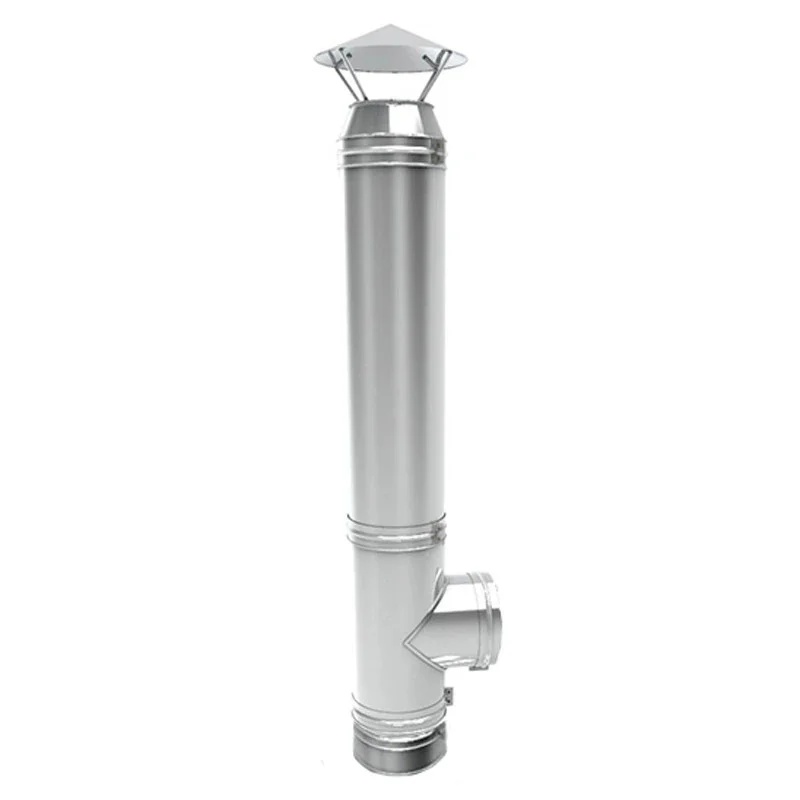 Cos de fum din inox cu dublu perete, inaltime 4 metri, diametru interior 120 mm pentru centrale pe peleti, complet pentru montaj