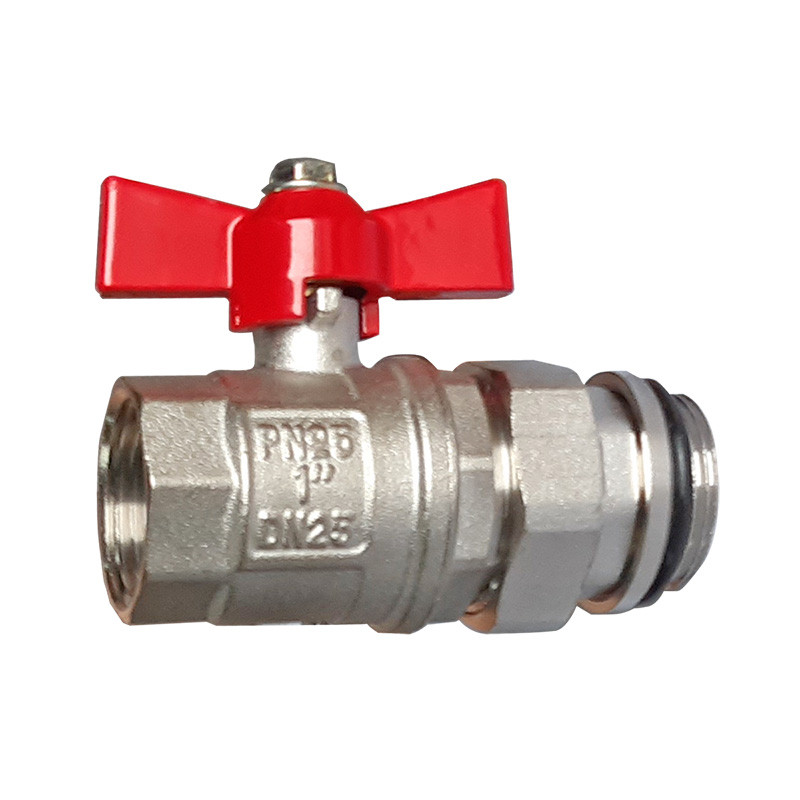 Robinet drept KOPH 1"cu olandez, nr. 1, maner fluture rosu