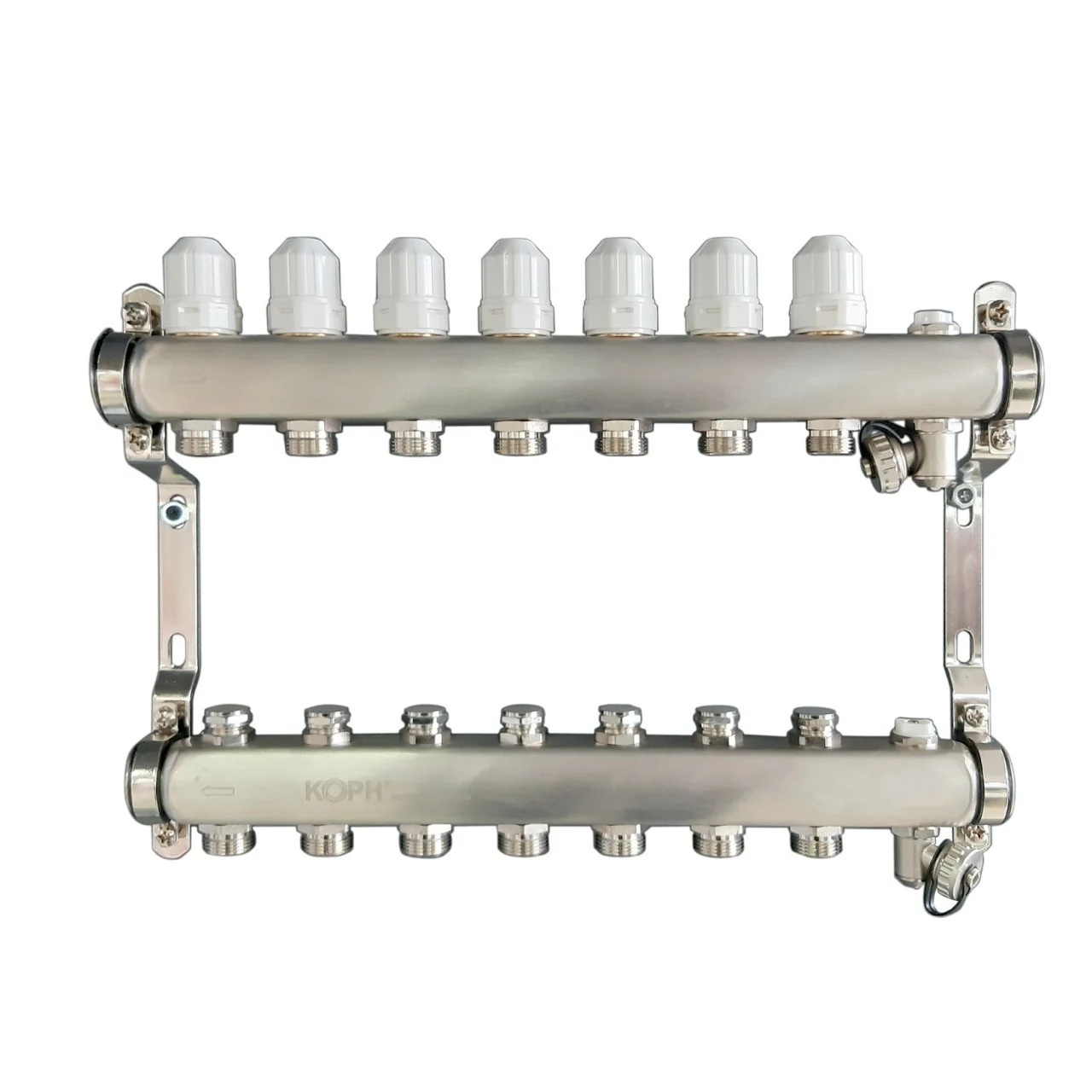 Ansamblu distribuitor pentru corpuri de incalzire, 8 cai, KOPH, inox 1"