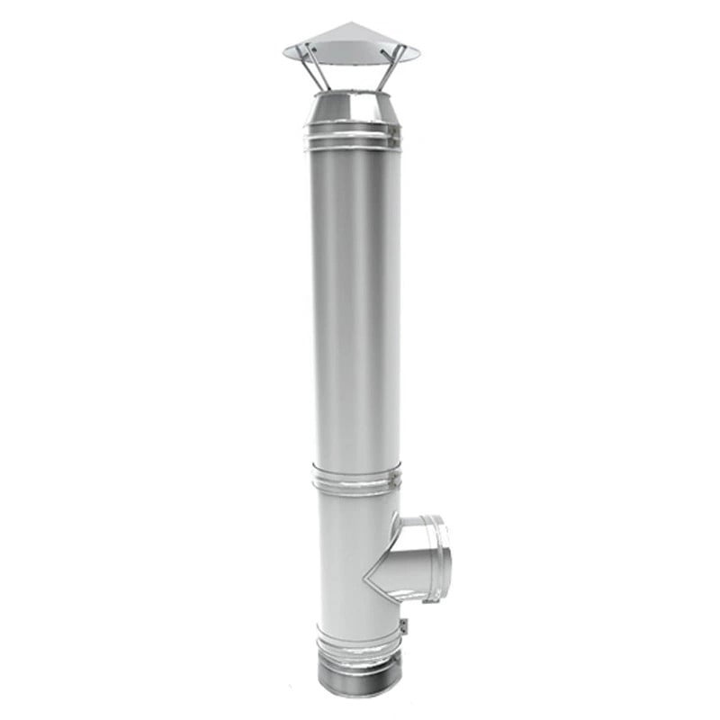 Cos inox 180 mm - Cos de fum din inox cu dublu perete, inaltime 4 metri, diametru interior 180 mm pentru centrale pe lemn, carbune si peleti, complet