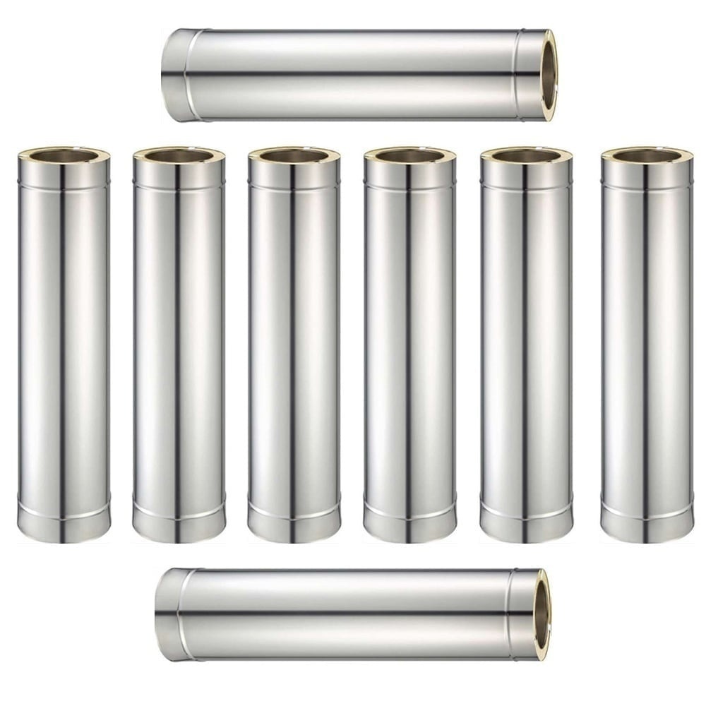 Pachet 8 bucati tub inox izolat pentru cos fum KOPH, cu perete dublu, lungime 1 m, diametru interior 160 mm