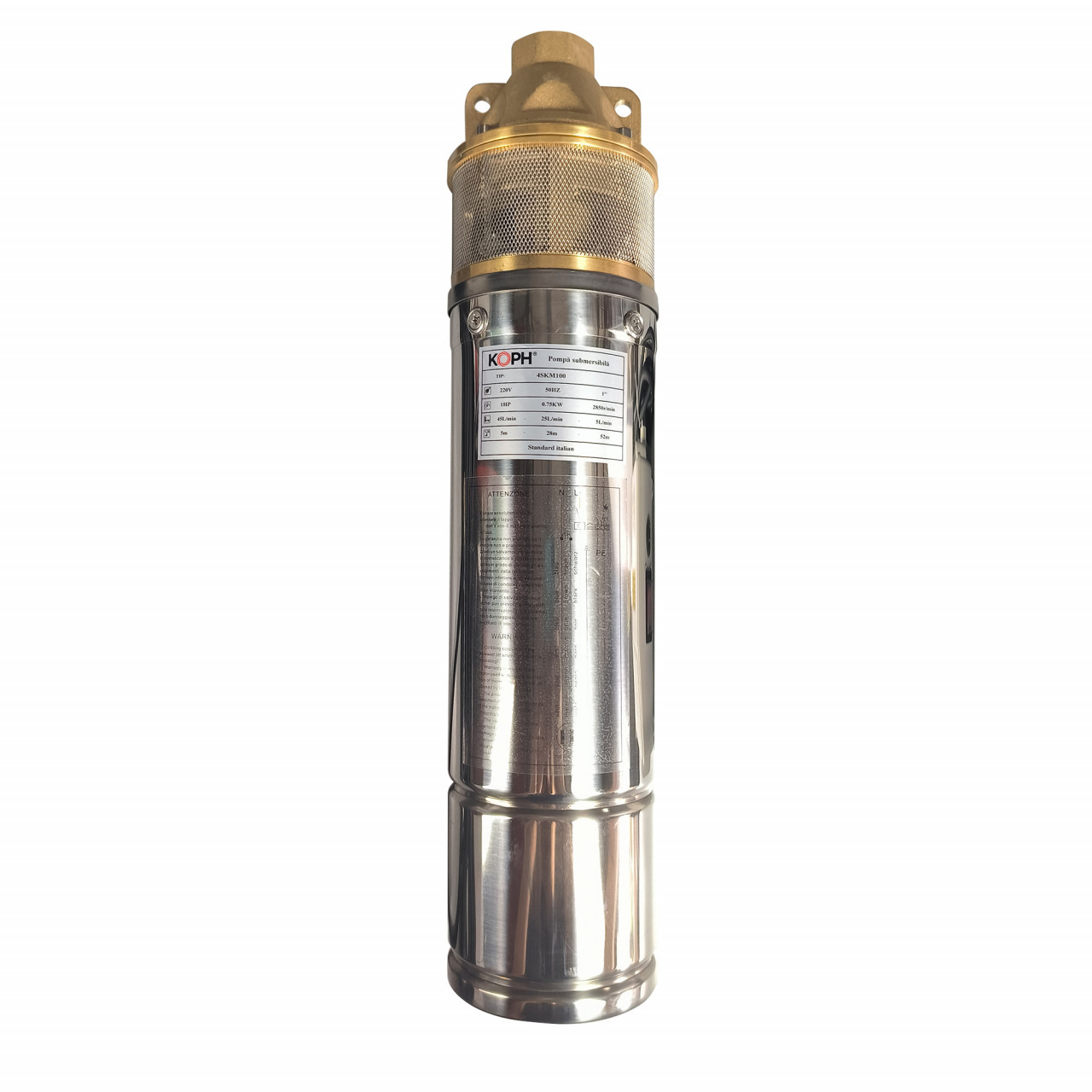 Pompa submersibila KOPH 4SKM150, 1100 W, inaltime refulare 100 m, 2850 RPM, bobinaj cupru, cablu 15 m