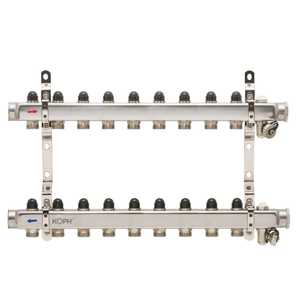 Ansamblu distribuitor pentru corpuri de incalzire, 9 cai, inox 1", KOPH/Jurgen