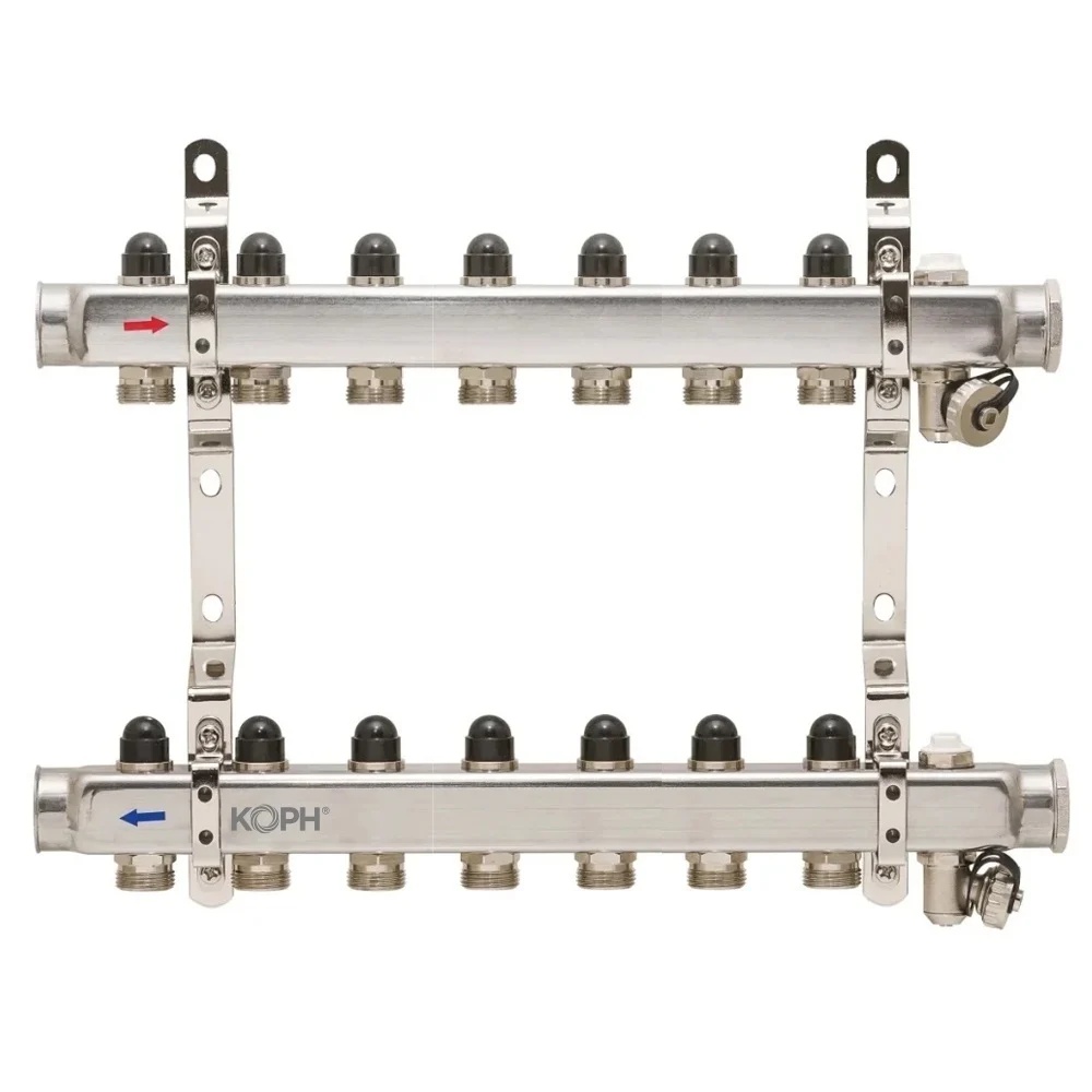 Ansamblu distribuitor pentru corpuri de incalzire, 7 cai, inox 1", KOPH/Jurgen