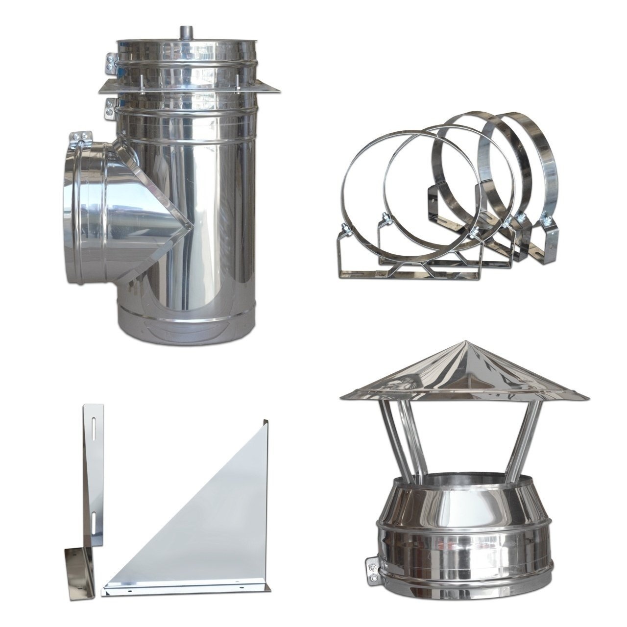 Kit exterior cos fum dublu perete izolat cu vata ceramica 2.5 mm, Ø160 mm