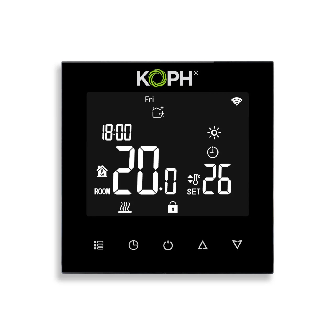 Termostat inteligent KOPH i210 incastrabil pentru incalzirea in pardoseala, WiFi, Control prin internet, Tuya Smart/Smart Life, 86 x 86 x 26 mm