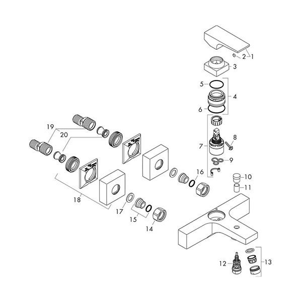 Baterie cada - dus, Hansgrohe, Metropol, bronz periat - 1 | YEO