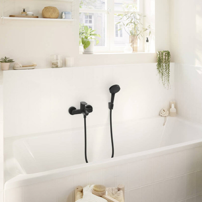 Baterie cada-dus Hansgrohe, Rebris S, negru mat - 2 | YEO