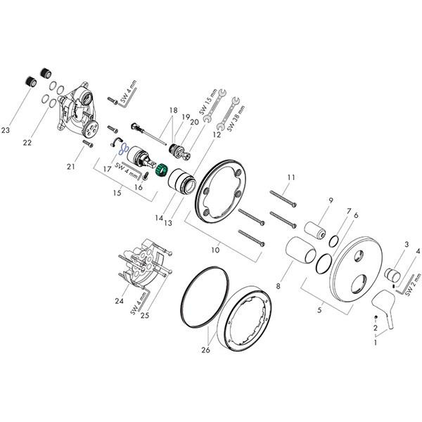 Baterie cada dus, Hansgrohe, Talis S, Crom - 1 | YEO