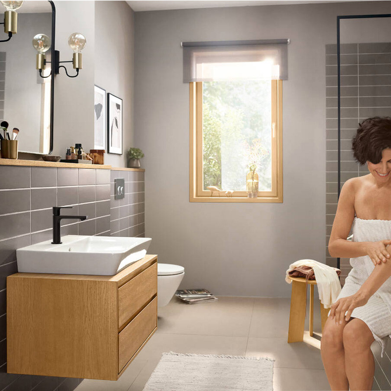 Baterie cu ventil pentru lavoar, Hansgrohe, Rebris E 110, negru mat - 3 | YEO
