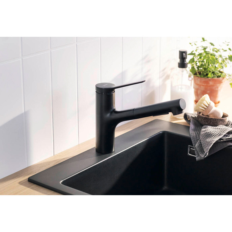 Baterie de bucatarie, Hansgrohe, Zesis M33 150, sBox, negru mat - 1 | YEO