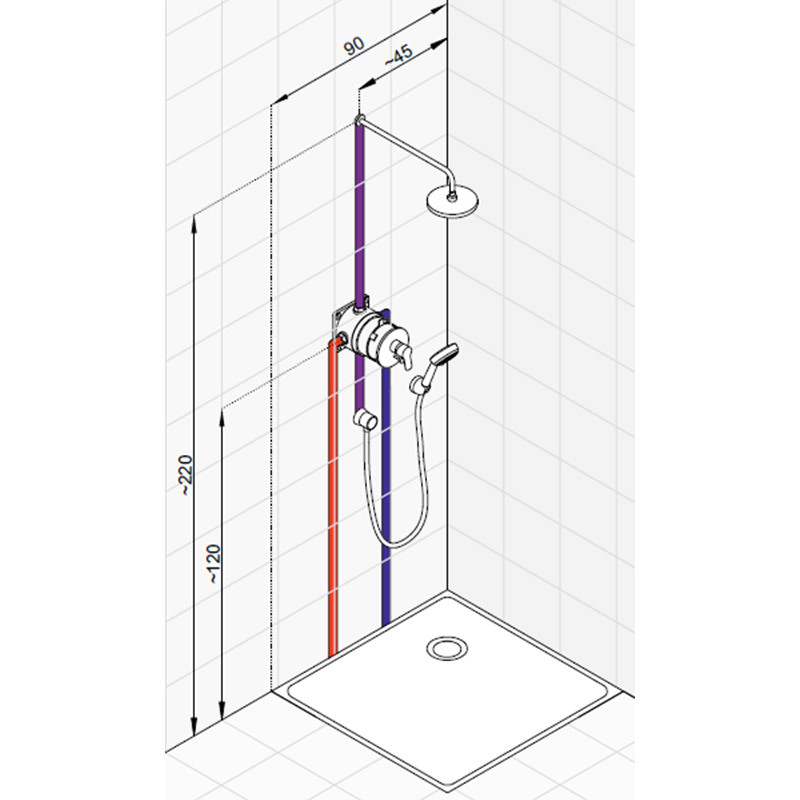Baterie de dus, Kludi, Bozz, crom - 2 | YEO