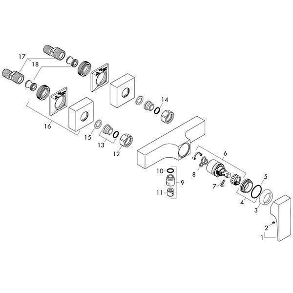 Baterie dus cu montaj pe perete, Hansgrohe, Metropol, crom - 2 | YEO