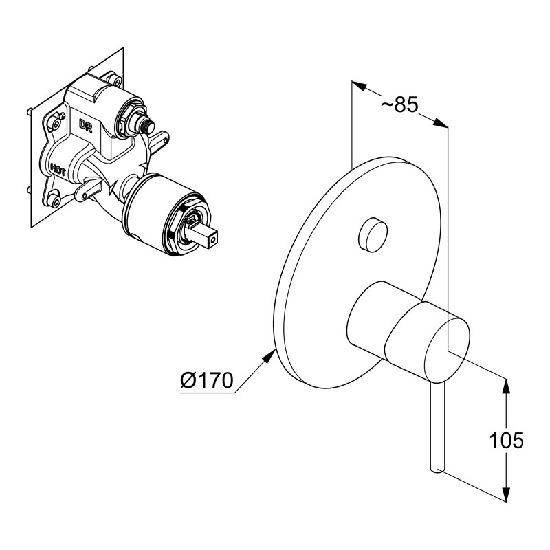 Baterie duș, Kludi, Bozz, include corpul încastrat, alb mat - 1 | YEO