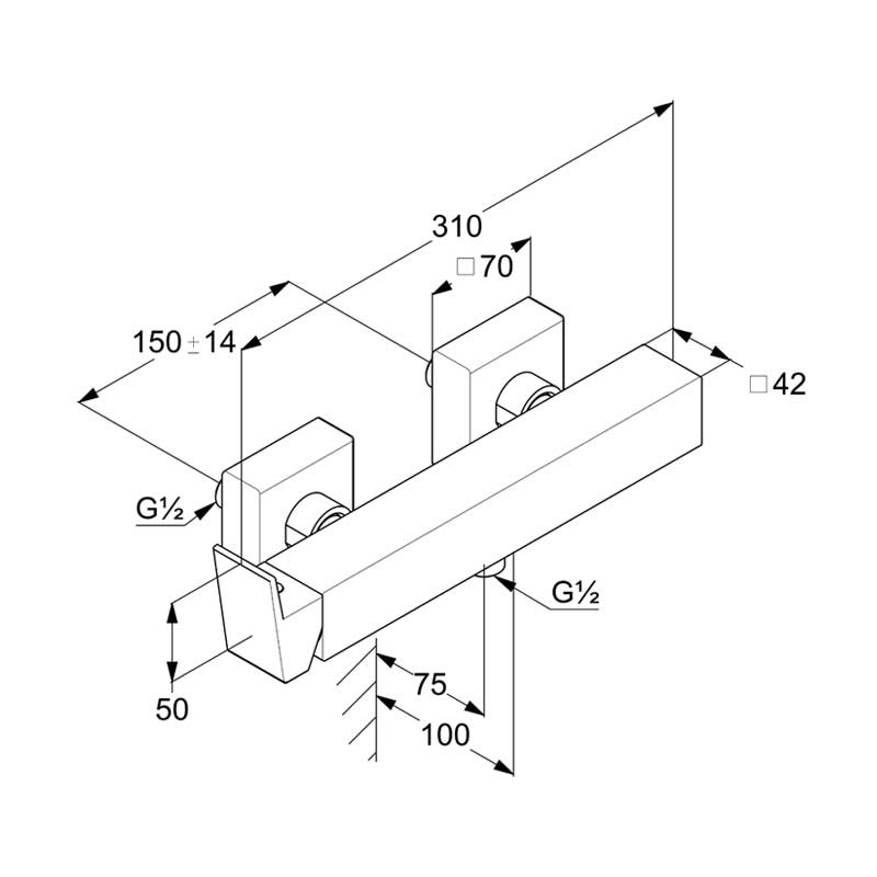 Baterie duș Kludi, Decus, monocomandă, brushed gold - 1 | YEO