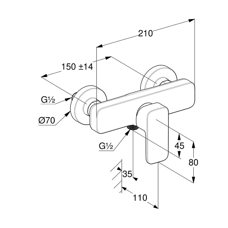 Baterie duș Kludi, Renon, monocoandă, negru mat - 1 | YEO