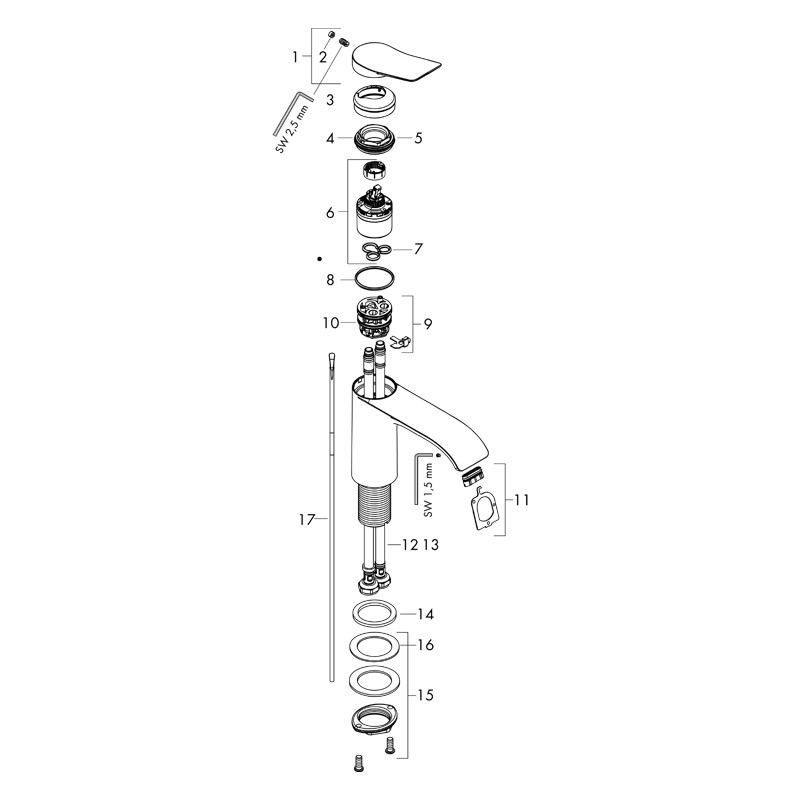 Baterie inalta lavoar, Hansgrohe, Vivenis 250, cu ventil, crom - 3 | YEO