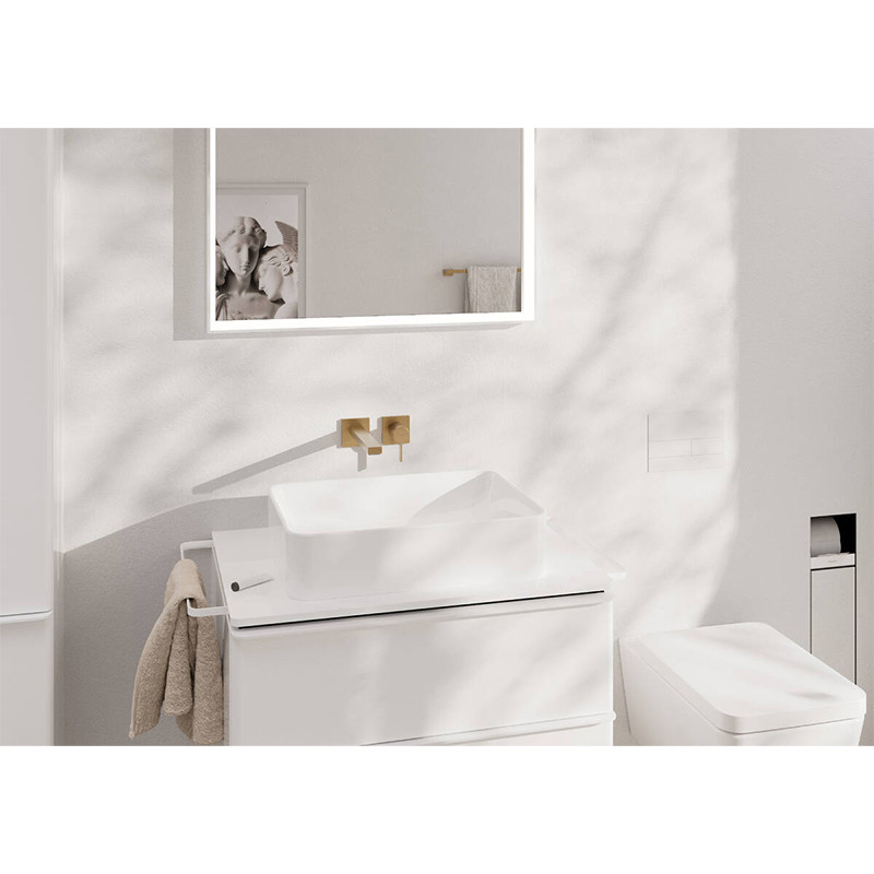 Baterie lavoar cu montaj pe perete, Hansgrohe, Tecturis E, EcoSmart+, cu pipă de 22,5 cm, bronz periat, 73051140 - 2 | YEO