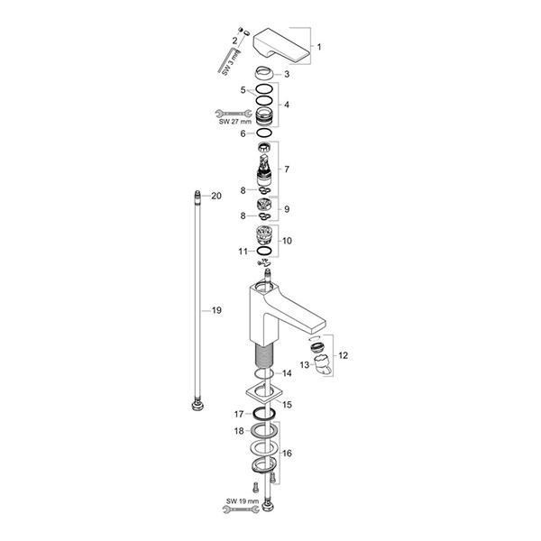 Baterie lavoar cu ventil, Hansgrohe, Metropol 100, bronz periat - 1 | YEO