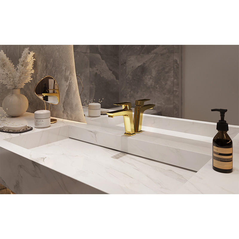 Baterie lavoar, Ferro, Vitto Verdeline, cu ventil, auriu lucios - 1 | YEO