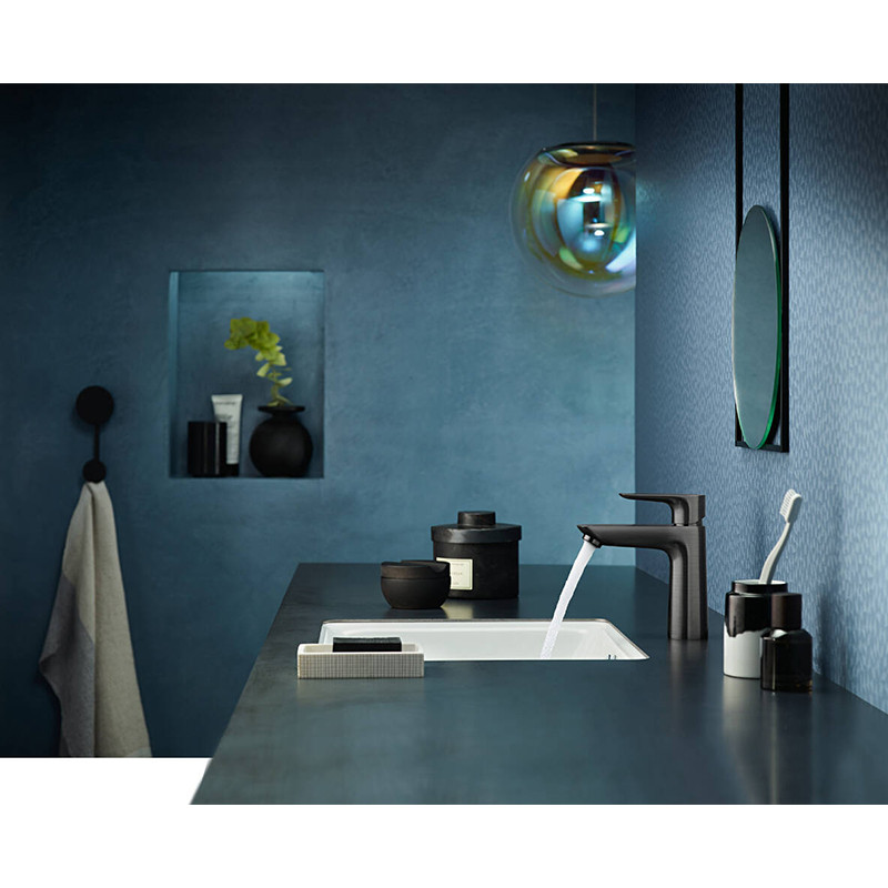 Baterie lavoar, Hansgrohe, Talis E 110, cu ventil, negru cromat periat - 1 | YEO