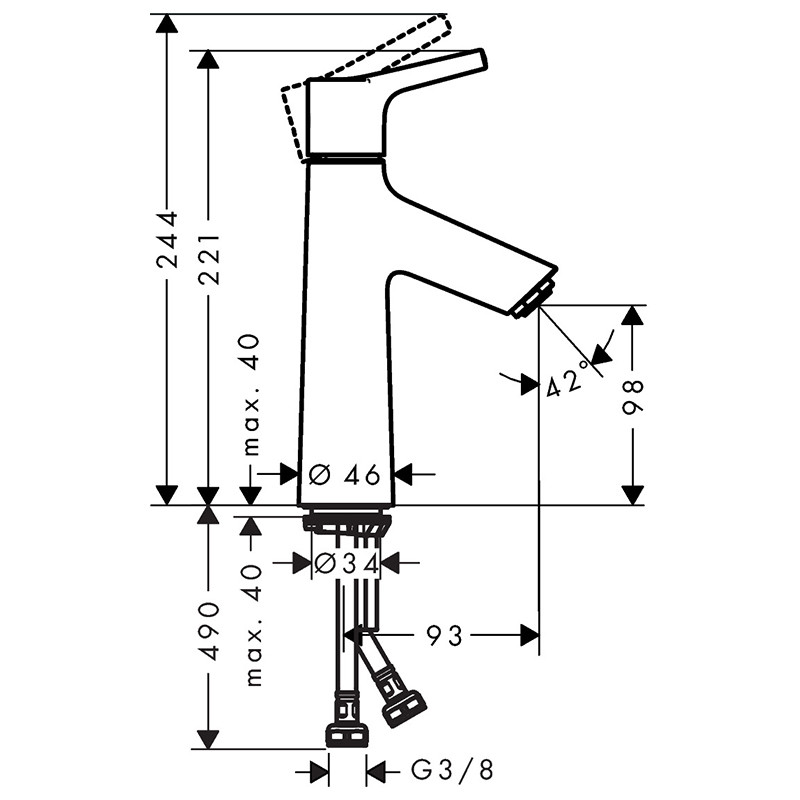 Baterie lavoar, Hansgrohe, Talis Select S, crom - 3 | YEO
