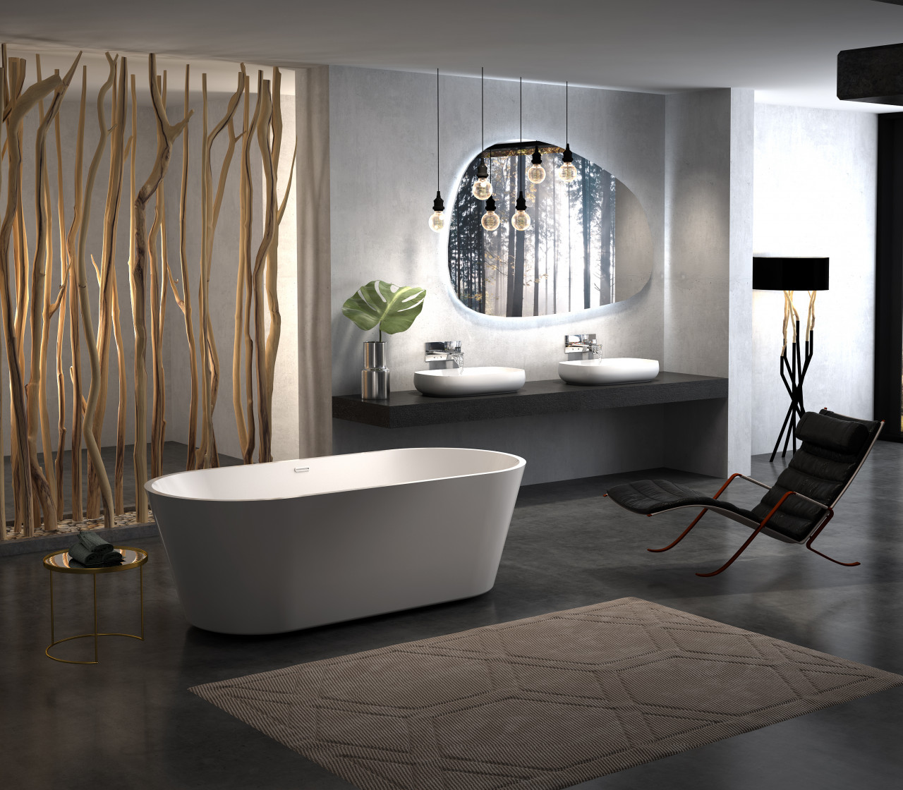 Cadă freestanding Florida, Ava 158.5 cm, ovală, cu instalație cu ventil click clack - 3 | YEO