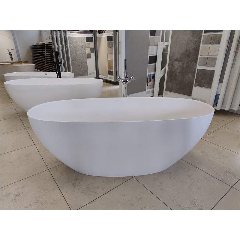 Cadă freestanding Fluminia, Etna, din cast marble, fără preaplin, 170 x 70 x h60 cm, alb mat - 2 | YEO