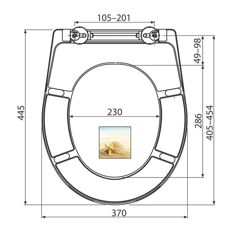 Capac WC, Alcadrain, universal, soft close, duroplast, cu motiv scoică, alb - 1 | YEO