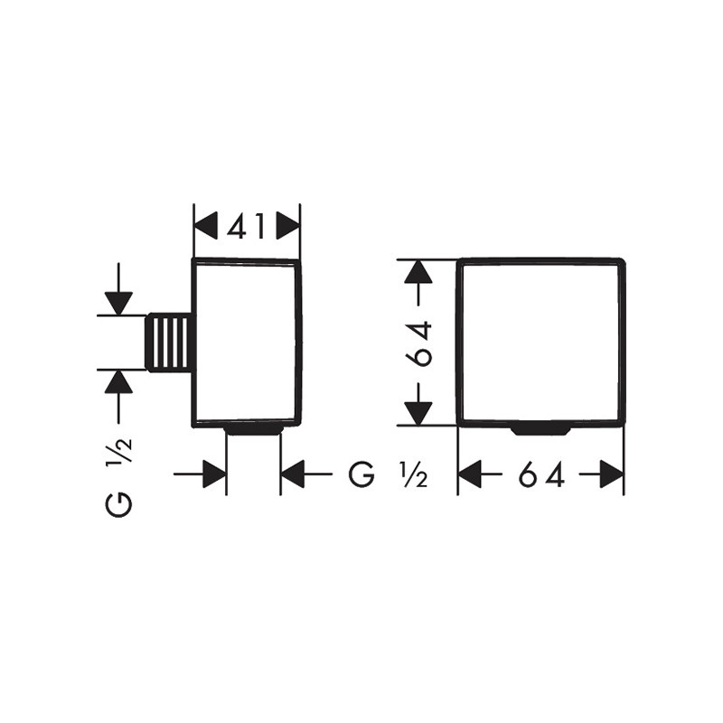 Cot racord, Axor, ShowerSolution, pătrat, nichel periat, 36732820 - 1 | YEO