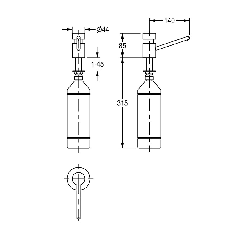 Dozator de săpun, KWC, montaj în blat, crom - 1 | YEO