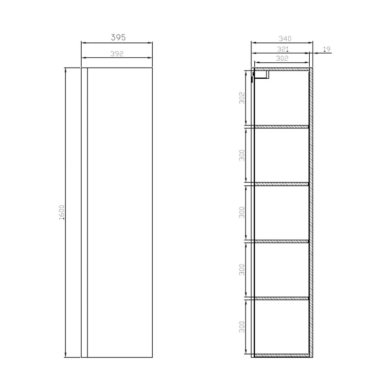 Dulap înalt suspendat, Cersanit, Moduo, alb, S929-020 - 1 | YEO