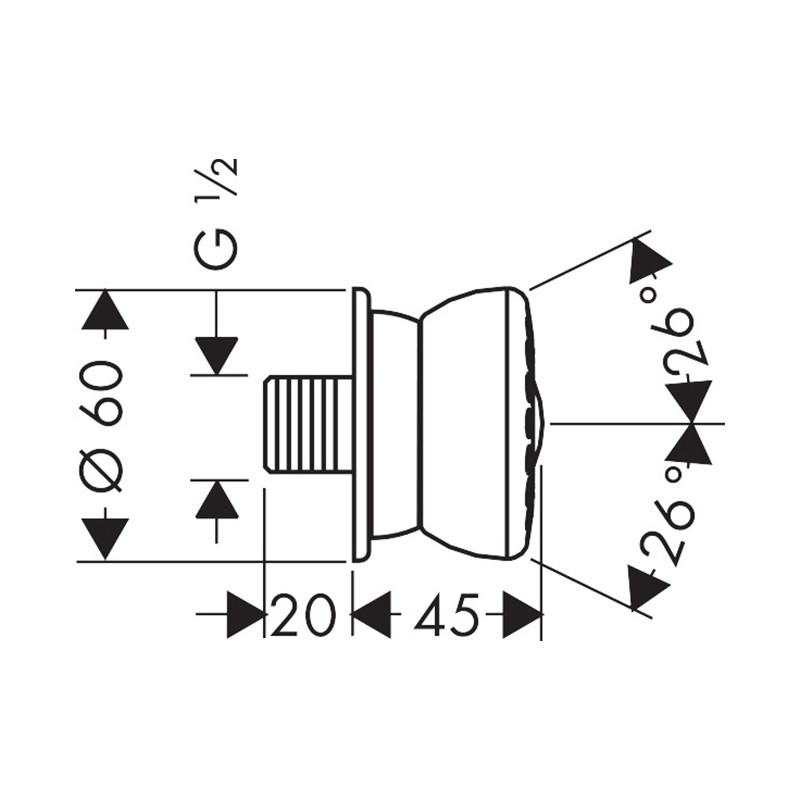 Duș lateral cu hidromasaj, Hansgrohe, Bodyvette 1 jet, crom, 28466000 - 1 | YEO