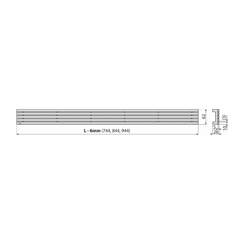 Grătar pentru rigolă, Alcadrain, Stream, 75 cm, crom mat - 1 | YEO