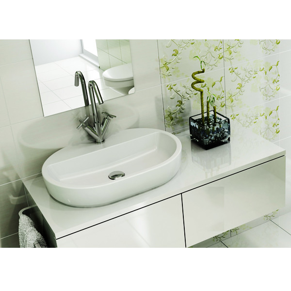 Lavoar pe blat Cersanit, Caspia Oval, 60 cm, alb - 1 | YEO