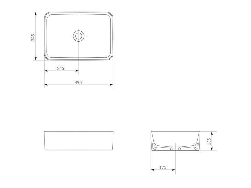 Lavoar pe blat Cersanit, Crea, rectangular, 50 cm - 3 | YEO