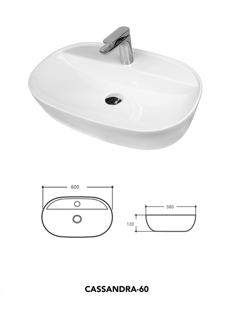 Lavoar pe blat, Fluminia, Cassandra 60, 60 x 38 cm - 3 | YEO