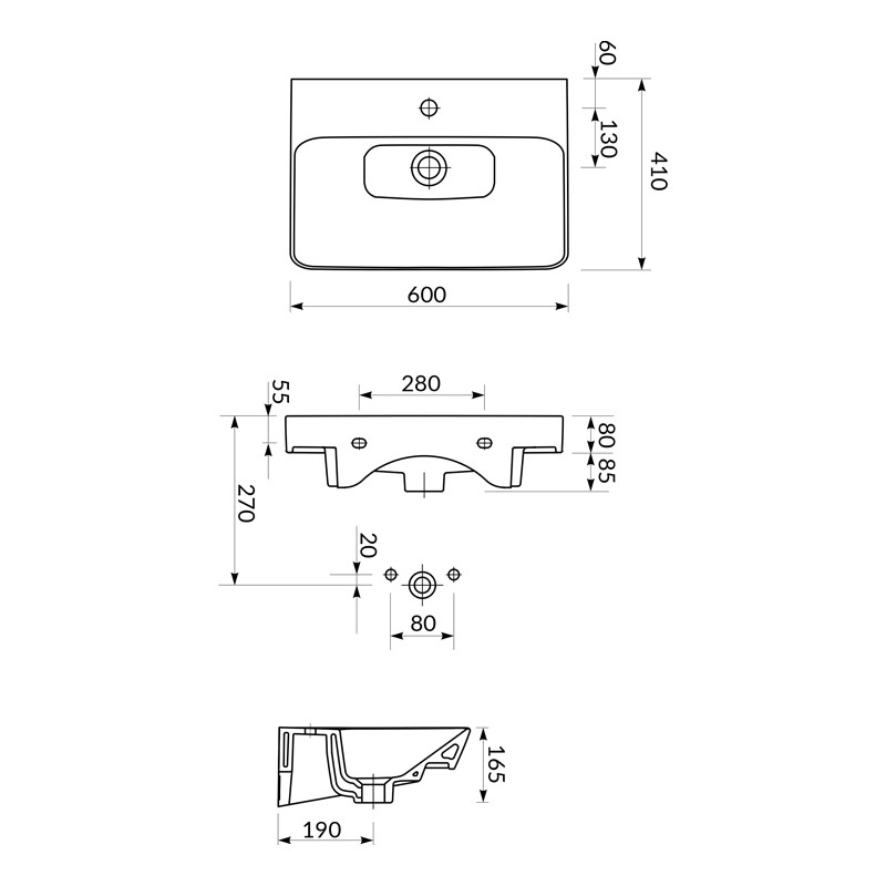 Lavoar pentru mobilier, Cersanit, Mille, 60 cm, alb - 3 | YEO