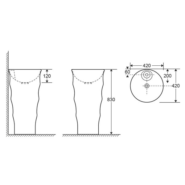 Lavoar stativ, Fluminia, Novicia-B, rotund, alb - 1 | YEO