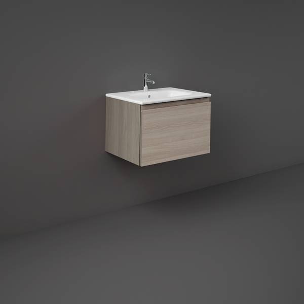 Mobilier pentru lavoar Rak, Joy-Uno 60 cm, suspendat, 1 sertar, grey elm