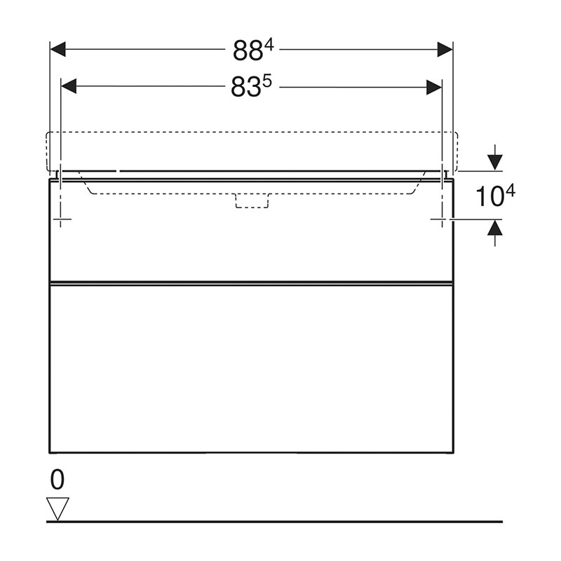 Mobilier suspendat, Geberit, Smyle Square, pentru lavoar, 88,4 cm, nuc hickory - 2 | YEO