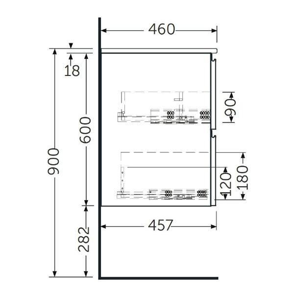 Mobilier suspendat, Rak, Joy, pentru lavoar, 60 cm, gri - 2 | YEO