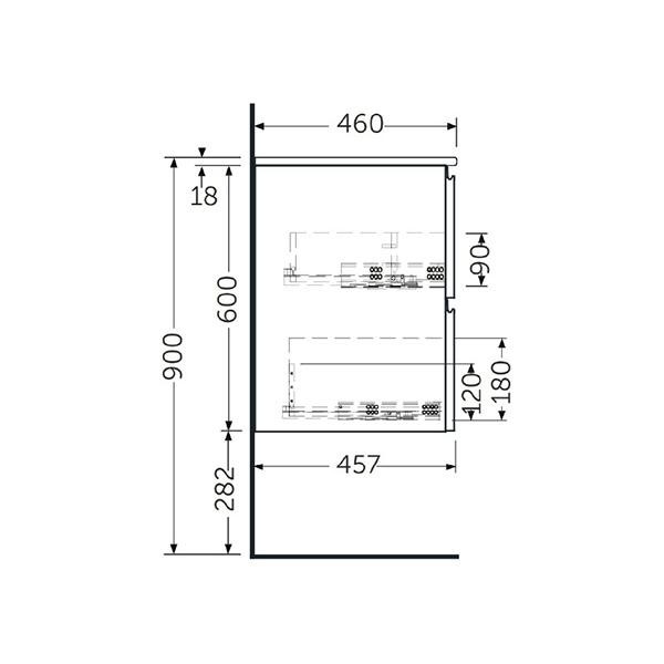 Mobilier suspendat, Rak, Joy, pentru lavoar incastrabil, 80 cm, stejar - 1 | YEO