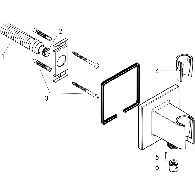 Racord dus, Hansgrohe, FixFit, cu suport pentru para de dus, crom - 1 | YEO