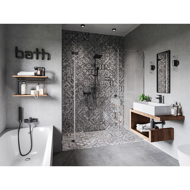 Set baterie de lavoar si baterie cada - dus, Ferro, Zicco, negru - 1 | YEO